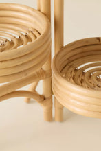 Load image into Gallery viewer, 3 Tier Foldable Rattan Cane Plant Pot Stand - Natural Finish