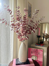 Load image into Gallery viewer, Red Artificial Eucalyptus stems with bottle Vase