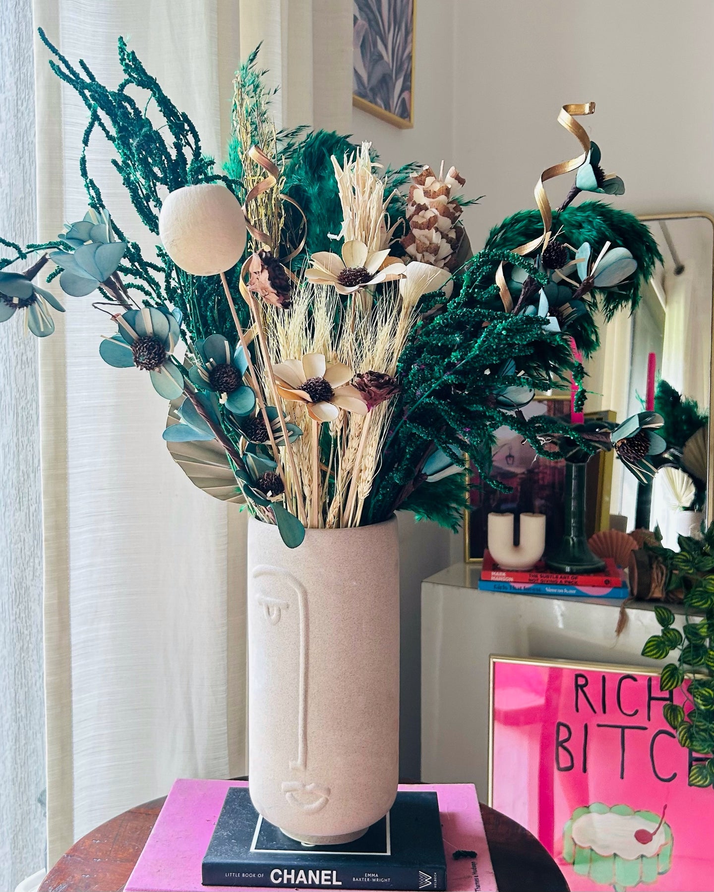 Large Green Flora set with vase