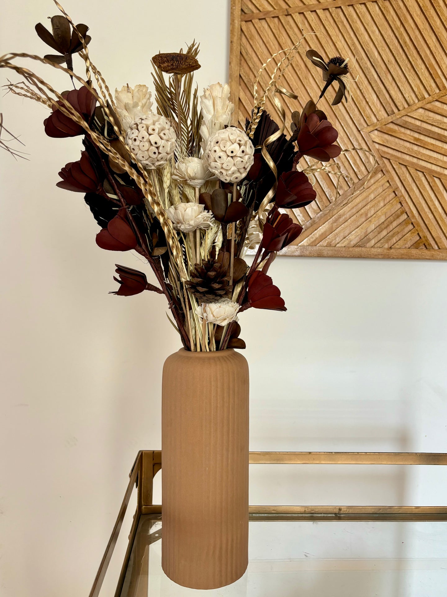 Brown Rose Dried Flower set with vase