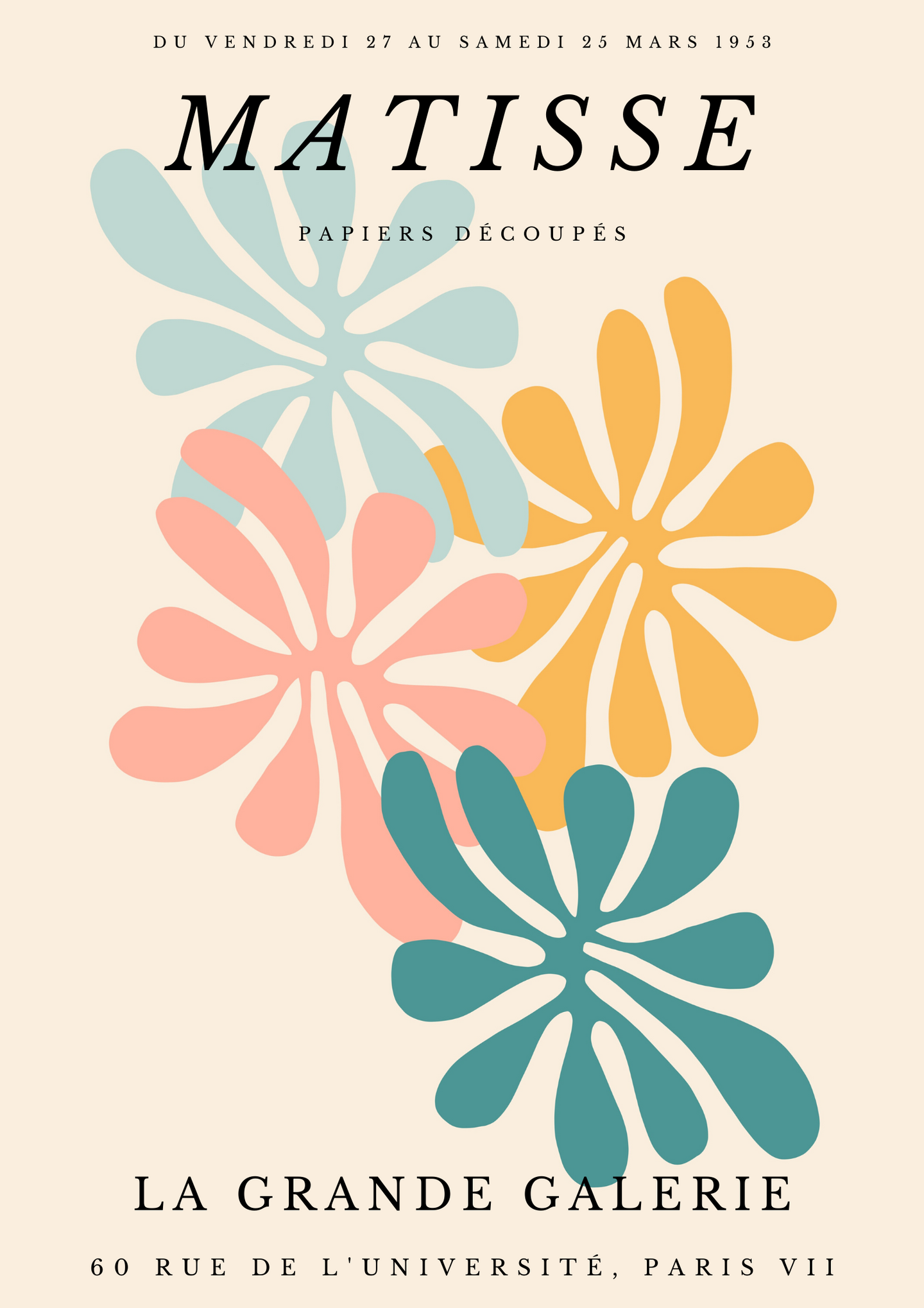 Abstract Matisse Body Coral Colorful Leaf Vintage