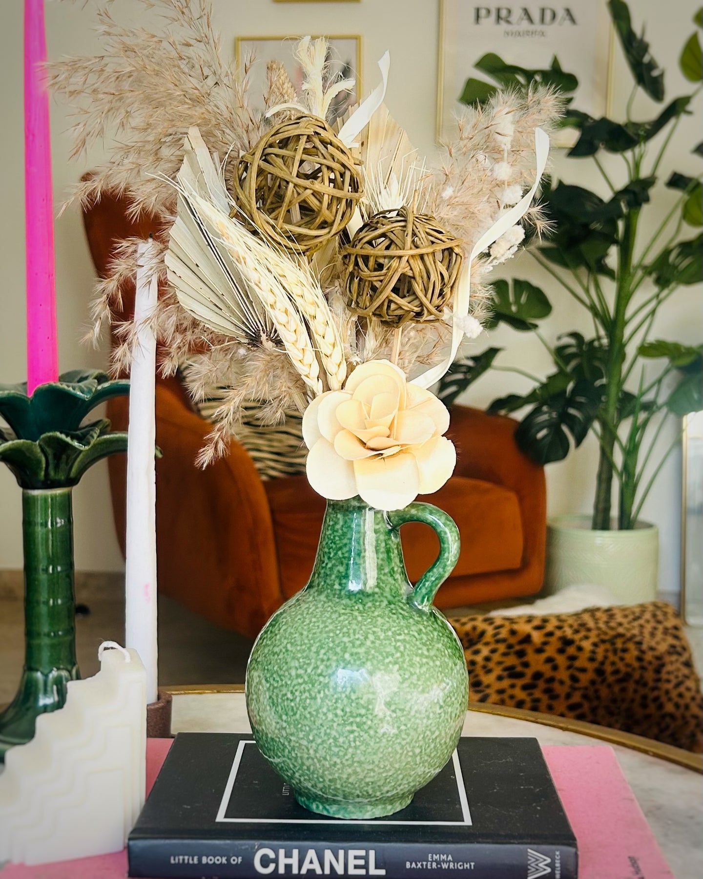 Cruet Vase with Dried flower set