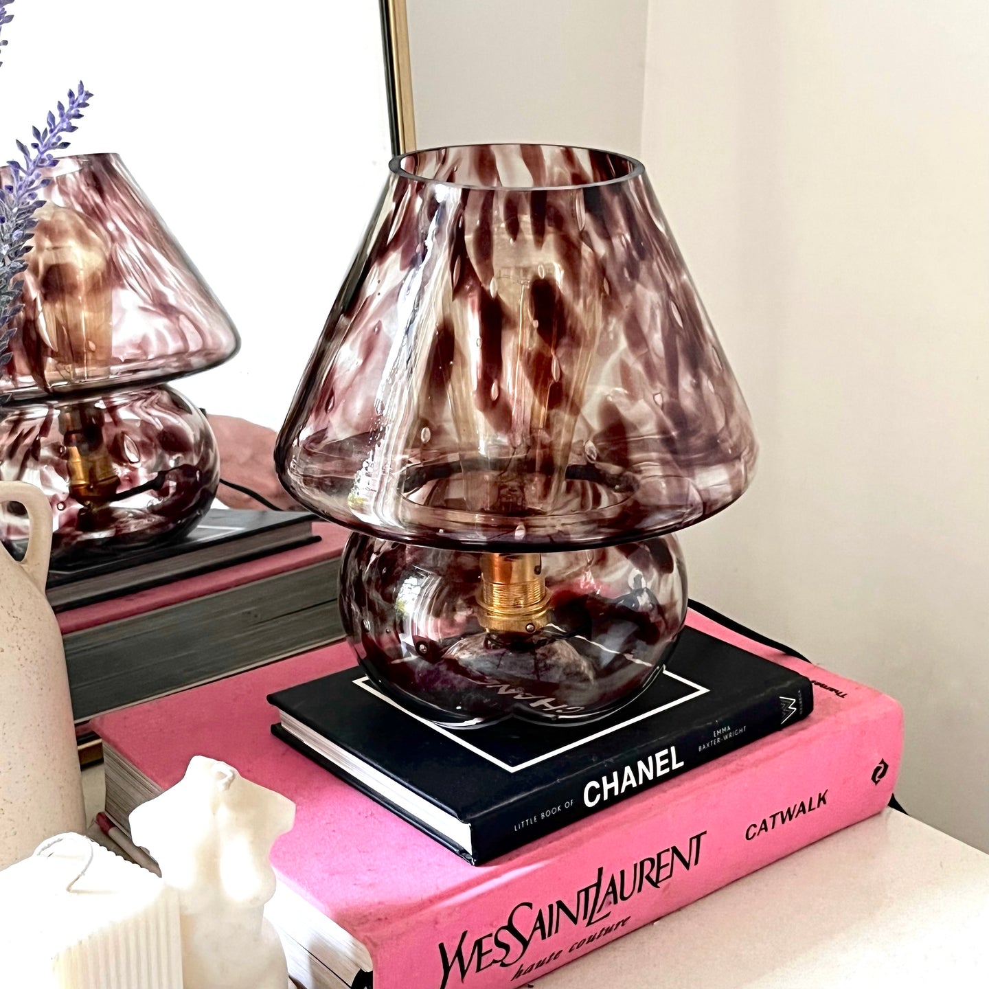 Animal print Mushroom Glass Lamp