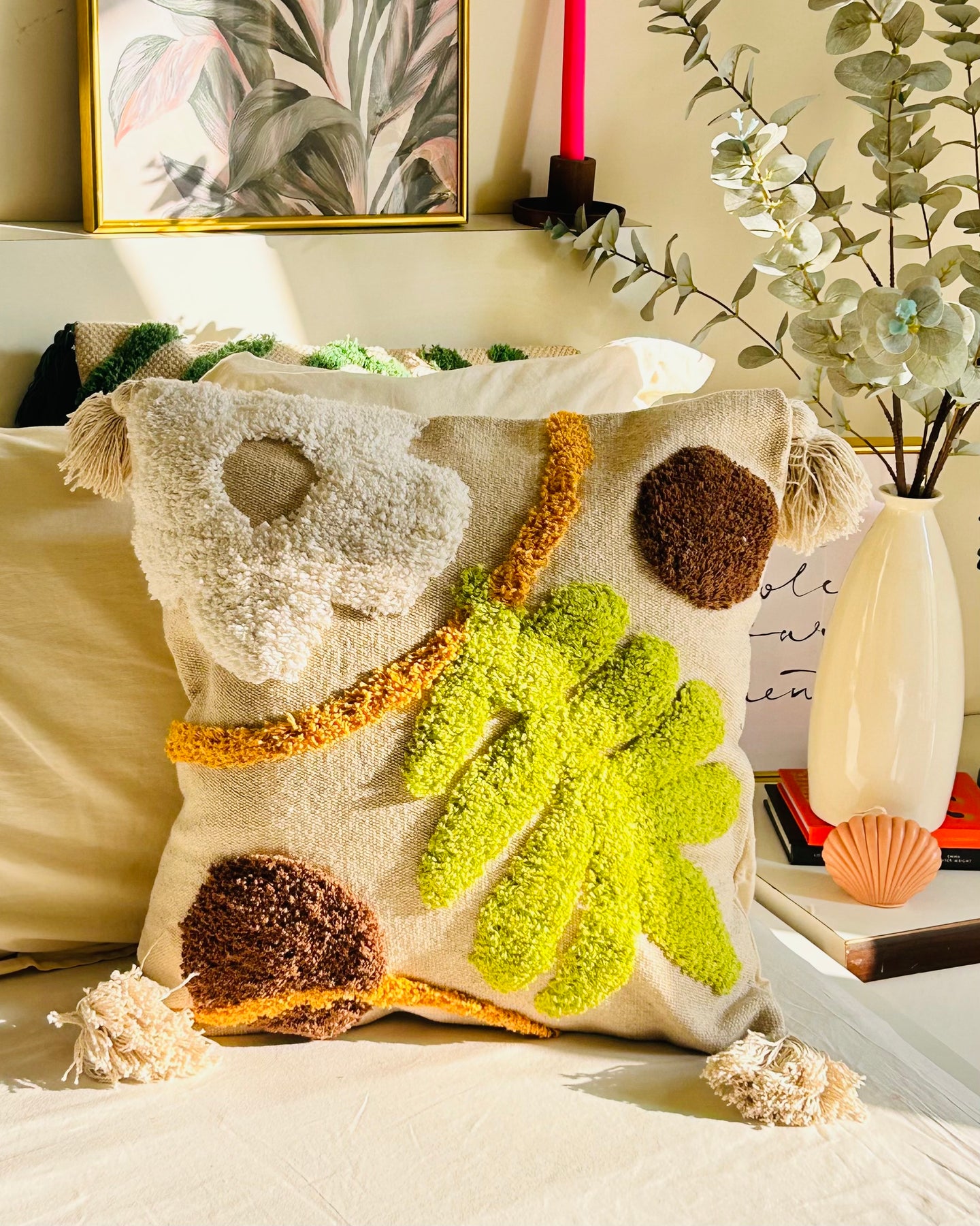 Leafy Tufted Cushion Cover