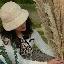 Load image into Gallery viewer, White Fuzzy-knit Bucket hat
