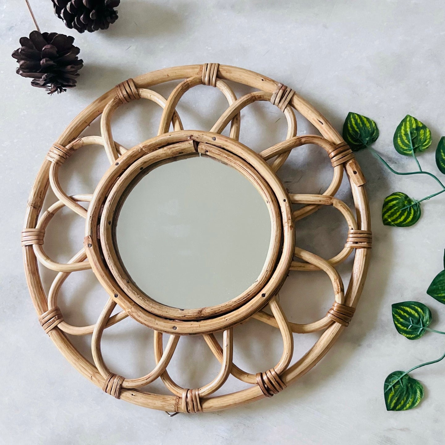 Round Rattan Mirror