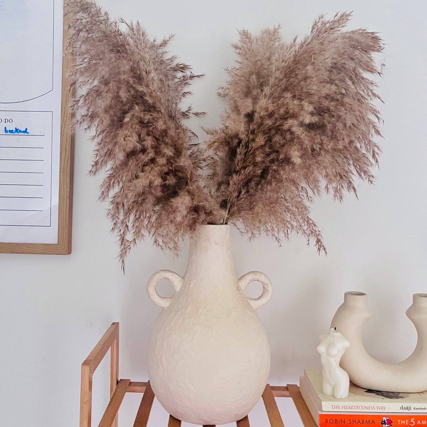 fluffy pampas amphora vase set
