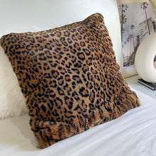Load image into Gallery viewer, Leopard Print Super Soft Faux Fur Cushion
