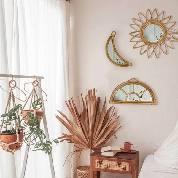 Moon Rattan Mirror